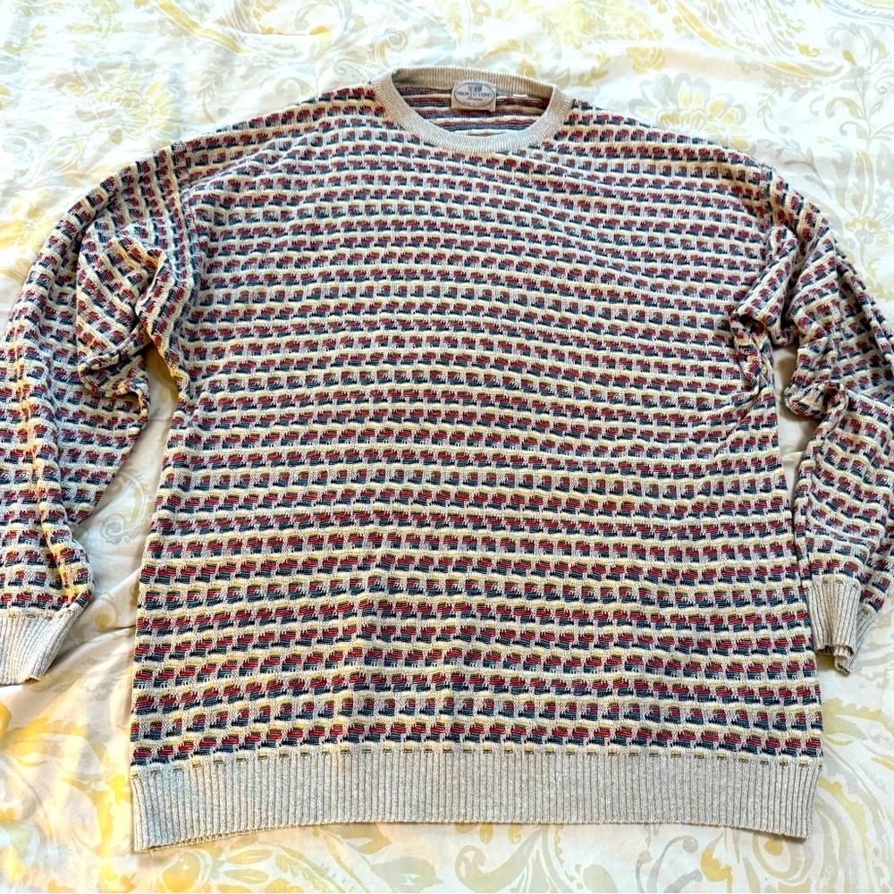 VTG Pronto Uomo Sweater Mens Adult Large  Grandpa Knit COOGI style -Italy